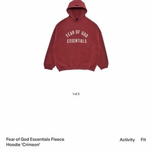 Fear of God Essentials Deep Red Hoodie